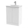 Venice Fluted 600mm White Vanity Unit - Floor Standing 2 Door Unit with Chrome Handles