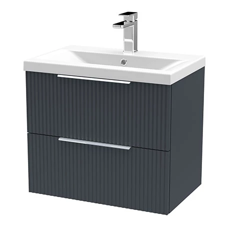 VF60WH2DBA-m.jpg Venice Fluted 600mm Anthracite Vanity Unit - Wall Hung 2 Drawer Unit with Chrome Handles -Victorian Plumbing Shop VF60WH2DBA m