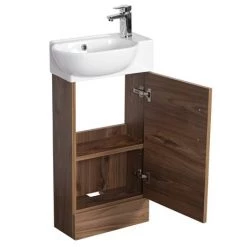 Valencia Perla Floor Standing Cloakroom Vanity (Dark Oak Effect - 450mm Wide) -Victorian Plumbing Shop VPFSDO45 d2 460