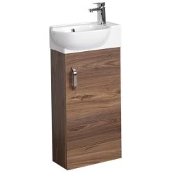Valencia Perla Floor Standing Cloakroom Vanity (Dark Oak Effect - 450mm Wide)