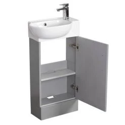 Valencia Perla Floor Standing Cloakroom Vanity (Gloss Grey - 450mm Wide) -Victorian Plumbing Shop VPFSGG45 d2 460