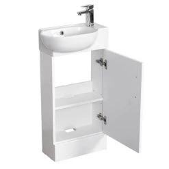 Valencia Perla Floor Standing Cloakroom Vanity (Gloss White - 450mm Wide) -Victorian Plumbing Shop VPFSGW45 d2 460