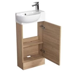 Valencia Perla Floor Standing Cloakroom Vanity (Light Oak Effect - 450mm Wide) -Victorian Plumbing Shop VPFSLO45 d2 460 1