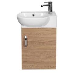 Valencia Perla Wall Hung Cloakroom Vanity (Light Oak Effect - 450mm Wide) -Victorian Plumbing Shop VPWHLO45 n d5 460