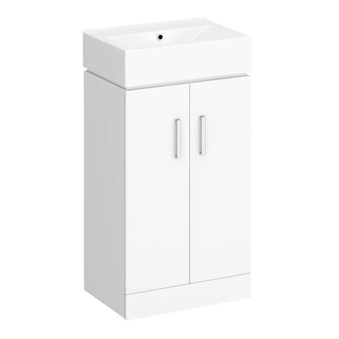 VTFW450-0TH-l_670.jpg Nova Vanity 0TH Sink With Cabinet - 450mm Modern High Gloss White (Flat Packed) -Victorian Plumbing Shop VTFW450 0TH l 670