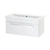 Nuie - 800 x 400mm Wall Mounted Mid Edge Basin & Cabinet - Gloss White - VTWE800