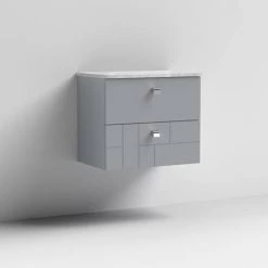 Venice Abstract 600mm Grey Vanity Unit - Wall Hung 2 Drawer Unit with Grey Worktop & Chrome Handles 2 Venice Abstract 600mm Grey Vanity Unit - Wall Hung 2 Drawer Unit with Grey Worktop & Chrome Handles -Victorian Plumbing Shop VWH6GREGRE D1 460