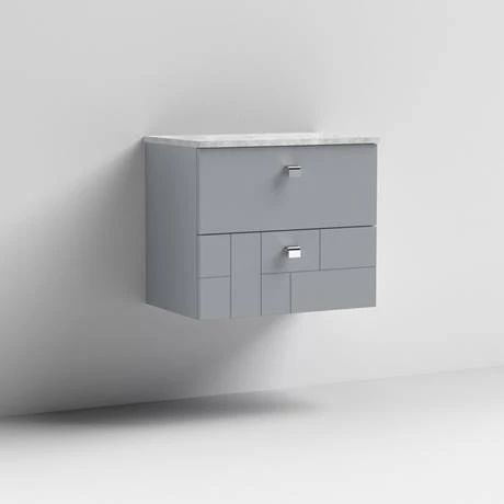VWH6GREGRE_D1_460.jpg Venice Abstract 600mm Grey Vanity Unit - Wall Hung 2 Drawer Unit with Grey Worktop & Chrome Handles -Victorian Plumbing Shop VWH6GREGRE D1 460