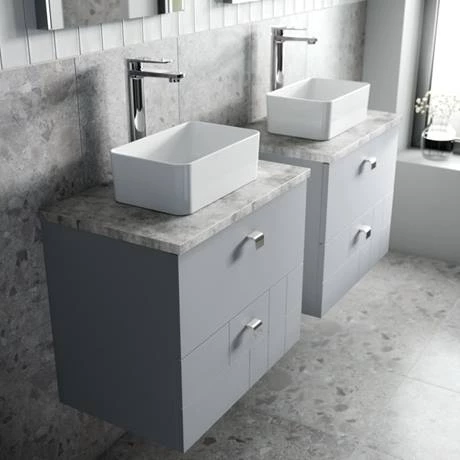 VWH6GREGRE_D2_460.jpg Venice Abstract 600mm Grey Vanity Unit - Wall Hung 2 Drawer Unit with Grey Worktop & Chrome Handles -Victorian Plumbing Shop VWH6GREGRE D2 460