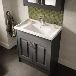 York Traditional Dark Grey Bathroom Basin Unit (820 x 480mm) 2 York Traditional Dark Grey Bathroom Basin Unit (820 x 480mm) -Victorian Plumbing Shop Y8DGRY d2 460