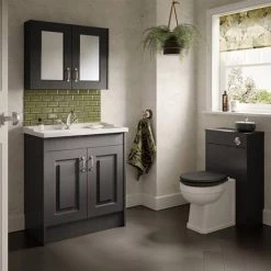 York Traditional Dark Grey Bathroom Basin Unit (820 x 480mm) 3 York Traditional Dark Grey Bathroom Basin Unit (820 x 480mm) -Victorian Plumbing Shop Y8DGRY d3 460